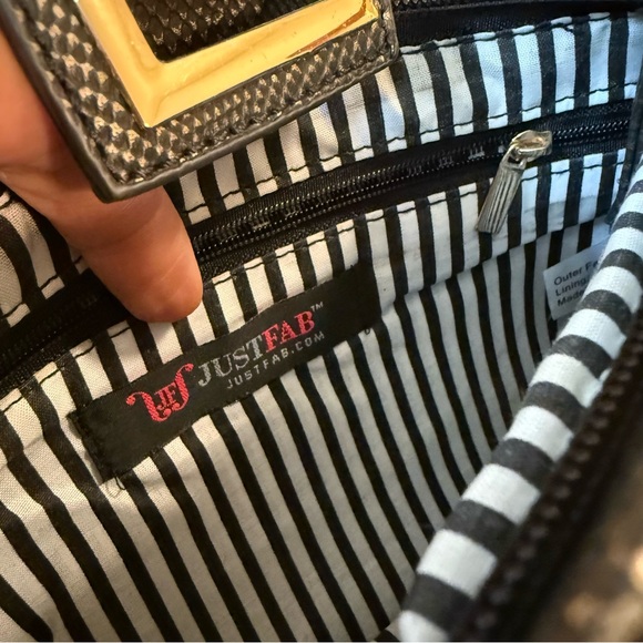 JustFab Black Feather Evening Shoulder Bag Clutch Gatsby Roaring 20s Retro Glam - Picture 6 of 9